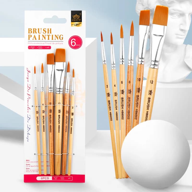 Set di 6 Pennelli per Disegno a Linea Sottile, Pennelli in Nylon a Testa Piatta per Pittura a Olio, Acquerello, Gouache e Acrilico