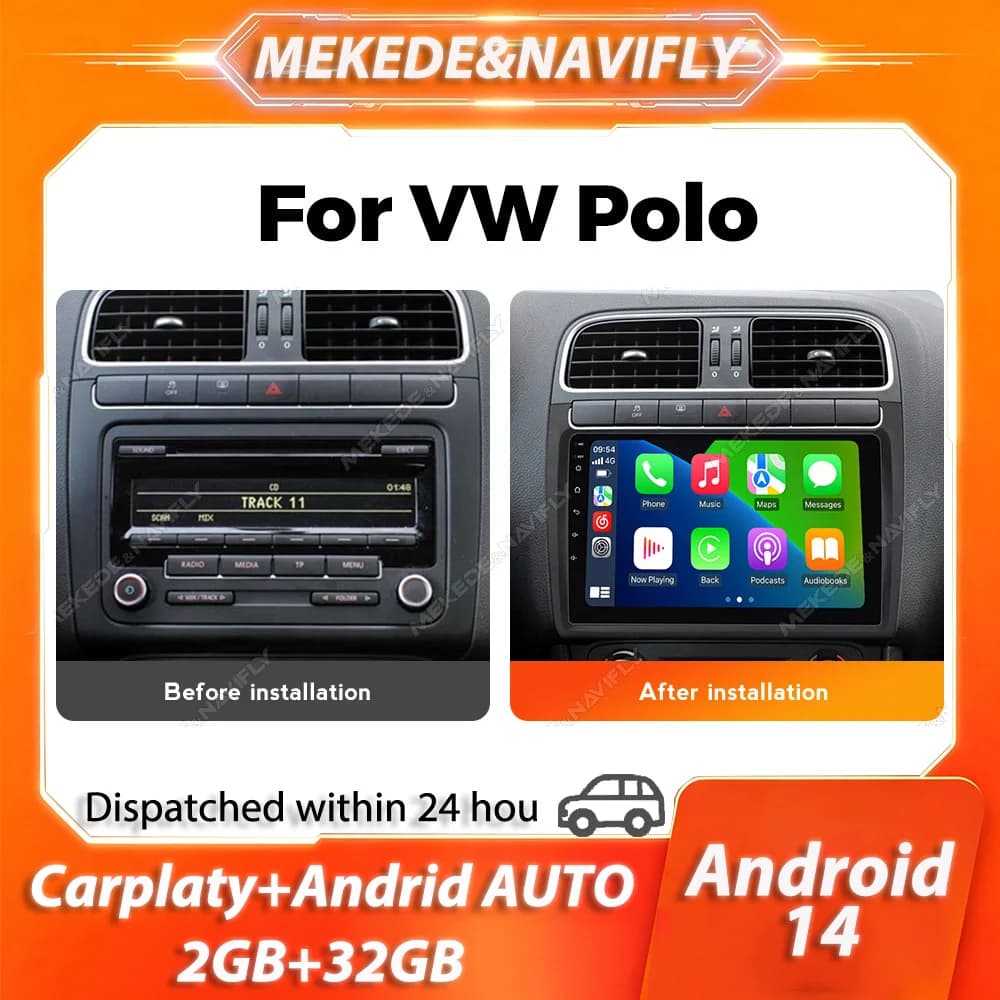MEKEDE Per Volkswagen VW Polo Sedan 2008-2018 Android 14 Autoradio Carplay 2 Din BT Sistemi audio intelligenti centrali multimediale BT