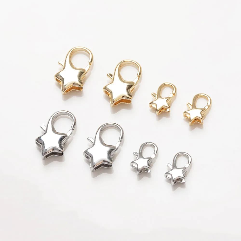 4 pezzi stelle chiusure a moschettone gioielli che fanno forniture per bracciali risultati in ottone fai da te accessori placcati oro 14k