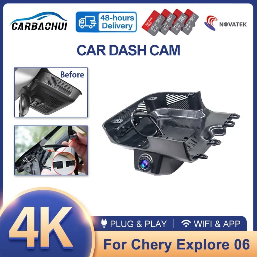 4K UHD Plug and Play WIFi Car DVR Video Recorder Dashcam OEM For Chery Explore 06 Jaecoo J7 phev 2025 2024 2023 WIth APP Control