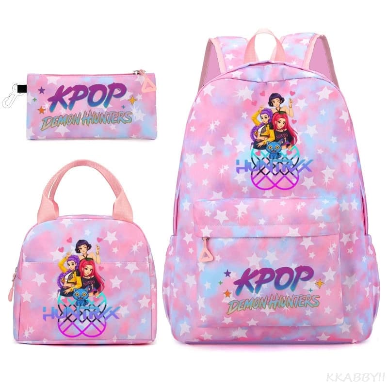 KPop Demon Hunters 3Pcs/Set Backpack Teens Boys Girls Back To School Schoolbag Rucksack Pencil Case Student Teenagers Sets
