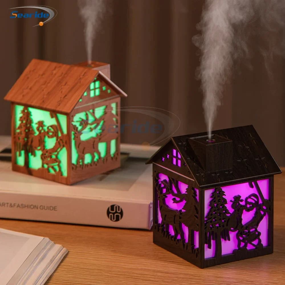 Umidificatore per casa in legno USB 240ML Diffusore di aromi Oli essenziali Luce notturna a colori per la camera da letto di casa Regali di Natale creativi