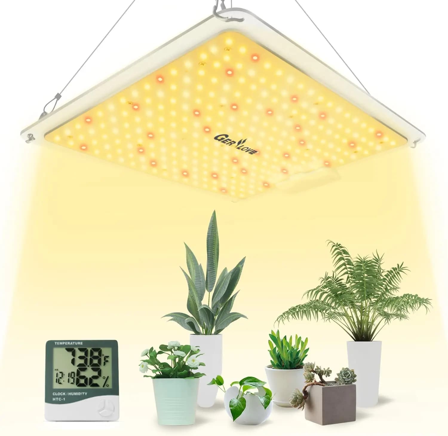 LED Lamp for Cultivation, SP1500 Compact Spectrum Light Similar to the Sun, Dimmable with Thermometer, Growth lamps