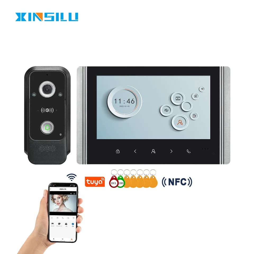 Schermo IPS da 7 pollici Tuya APP 2MP 1080P Wired WIFI IP Campanello IR Visione notturna Videocitofono Visualizzatore visivo per porta Telecamera per porta