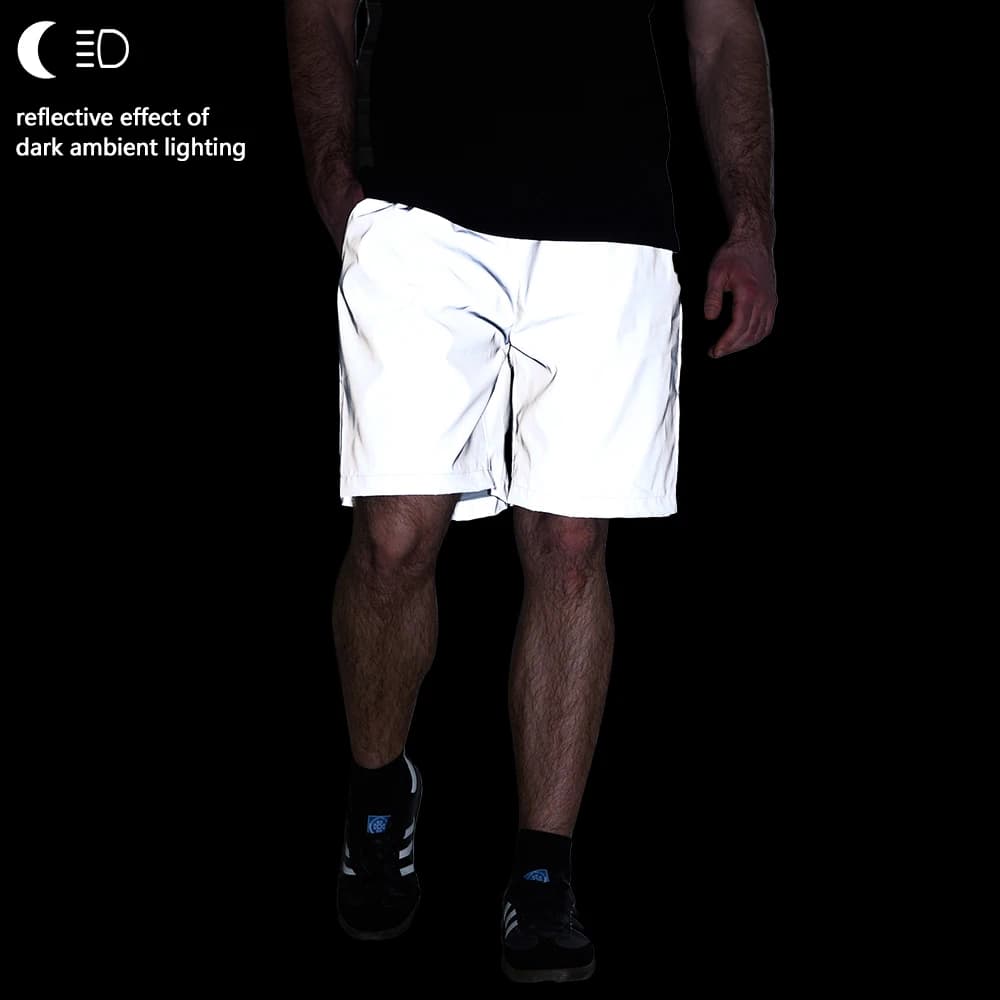 Night Reflective Loose Shorts Summer Men's Casual Outdoor Jogging Cycling Safety Luminous Short Pants Fashion Hip Hop Streetwear