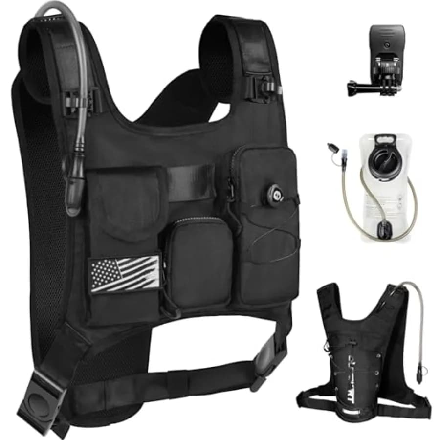Zaino Idratazione Leggero e Regolabile con Sacca d'Acqua da 2L, Borsa da Petto per Escursionismo, Ciclismo, Caccia, Arrampicata