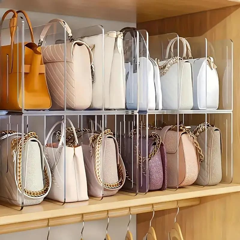 Portaoggetti per borsa in acrilico Portaoggetti per guardaroba Scaffale divisorio per borsa da donna di lusso Portaoggetti per borsa