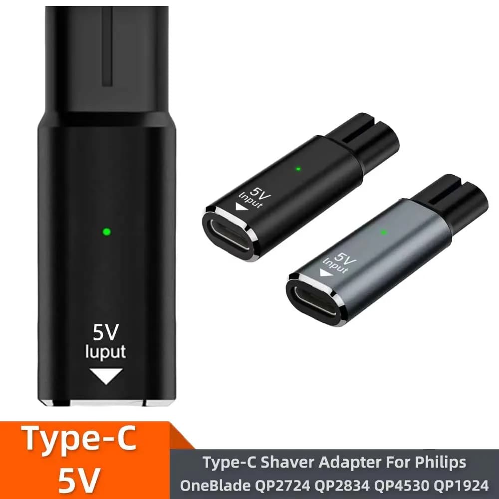 Type-C 5V Shaver Adapter Charger Converter Fit for Philips One Blade QP2724 QP2834 QP1424 QP1924 QP4631 Beard Trimmer