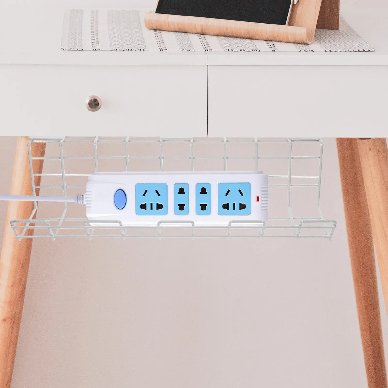 2Pcs Cable Organizer Under Desk Storage Racks Large Wire Management Shelf for Home Power Strip Cord Holder Cable Management