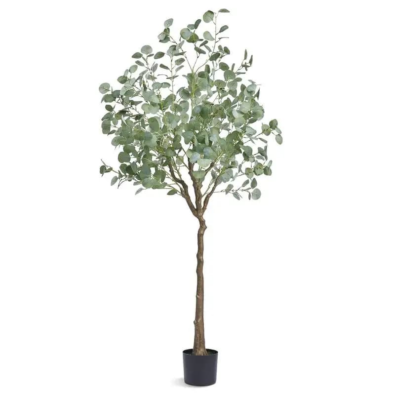 Faux Eucalyptus Silk Plant 72 Inch For Living Room Bedroom Balcony Lifelike Foliage PE Material Weighted Pot Home Office Decor Indoor Outdoor Decoration