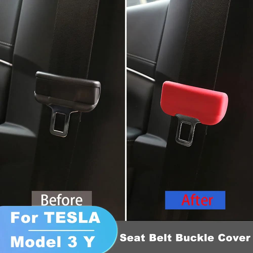 For Tesla Model 3/Y Seat Belt Buckle Cover New Car Safety Belt Cover Silicone Collision Avoidance Car Protector Accessories