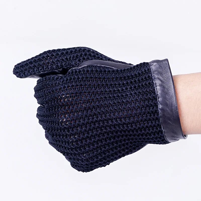 New spring and autumn men's knitted gloves, genuine sheepskin outdoor gloves for men, gray cycling gloves
