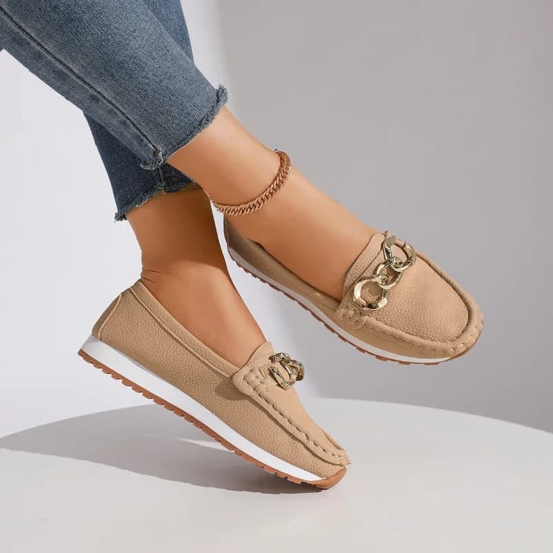 Scarpe basse casual Scarpe da donna con piattaforma a catena in metallo moda per il tempo libero con suola morbida per adulti Nuovo arrivo 2025 Mocassini pigri