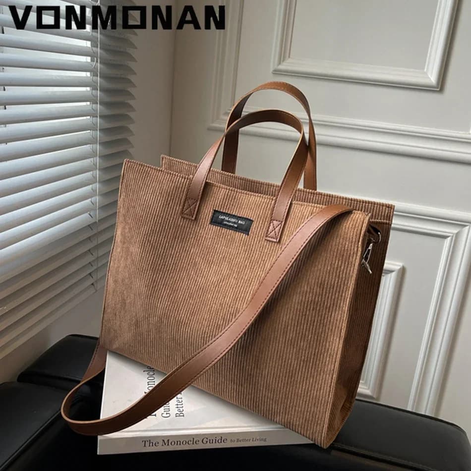 Vintage Women's Bags in Velvet Ribbed Luxury Shoulder Bags Signed Messenger Shoulder Bags Large Capacity Shopper New
