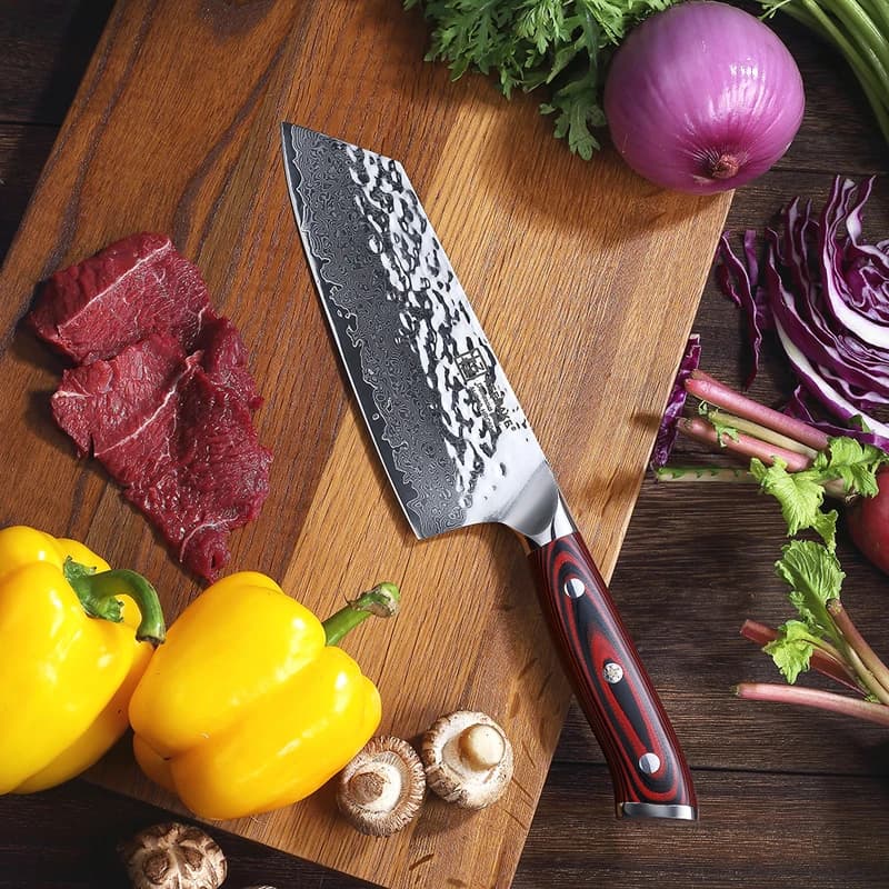 Damascus 7 Inch Nakiri Cleaver Knife Ultra Sharp Damascus Steel Cutting Knife Japanese Chef's Slicing Knife Kitchen Tools