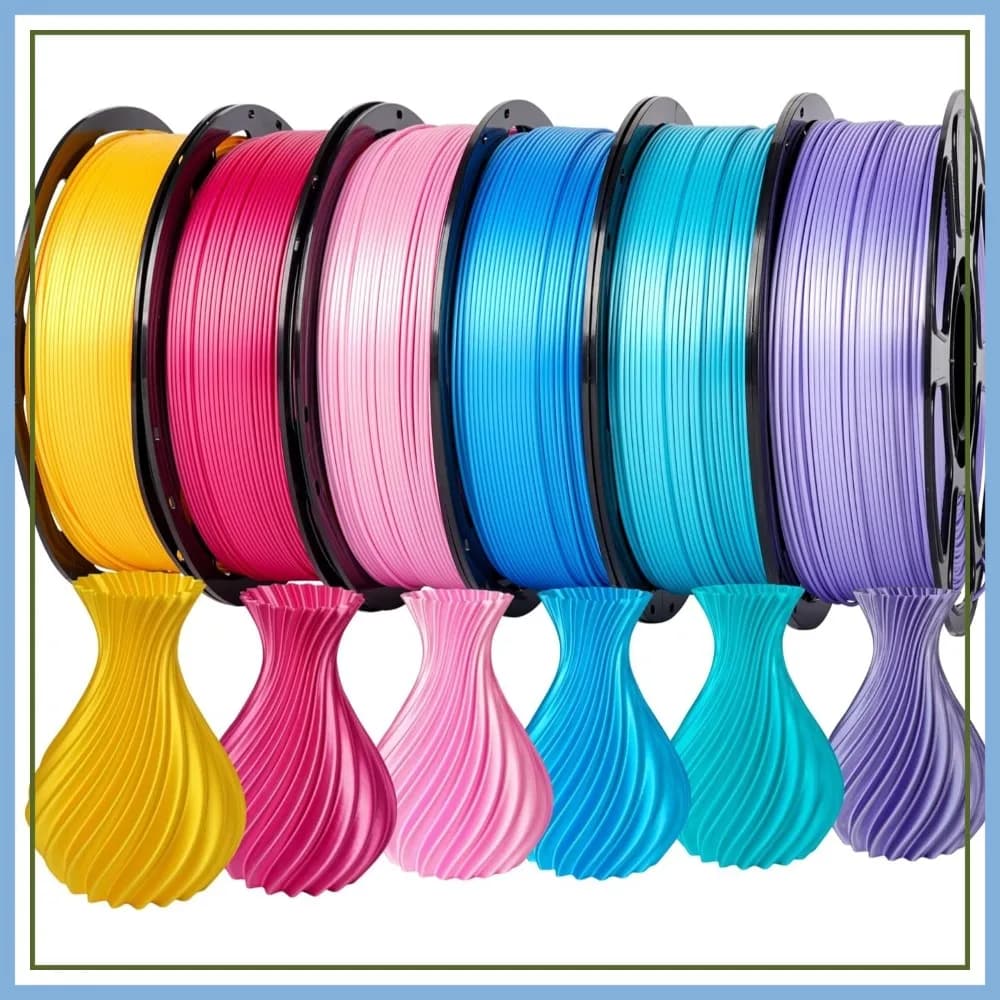 Filamento PLA Seta 1.75mm Confezione da 6KG, Set Filamento Lucido per Stampante 3D, Precisione Dimensionale +/- 0.02mm, Pacchetto Filamento per Stampa 3D