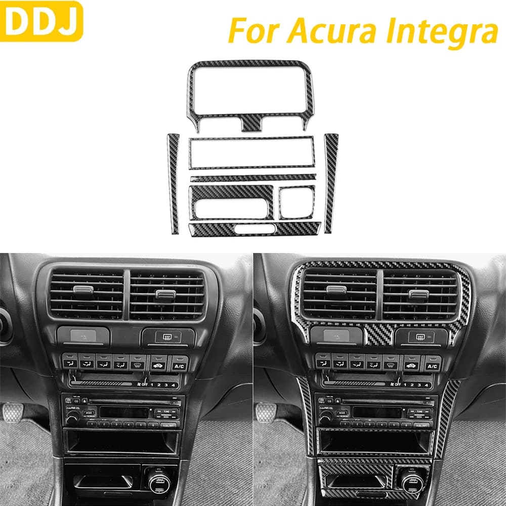 For Acura Integra 1994-2001 accessories Central carbon fiber console AC CD Panel Set Cover Trim Car Interior Decoration Sticker