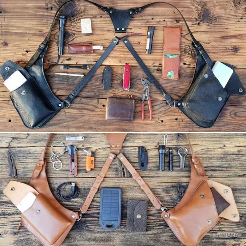 Medieval Steampunk Shoulder Bag Vintage Leather Phone Wallet Anti-theft Pocket Role Playing Knight Holster Bag Viking Wallet