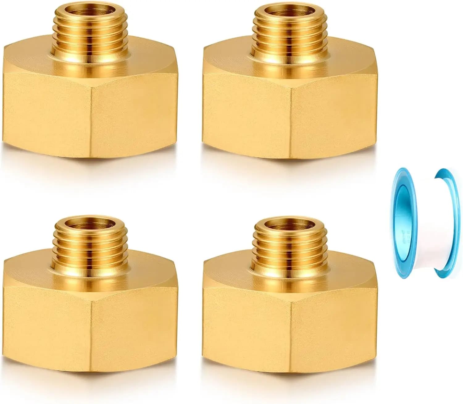 Adattatore filettato in ottone per tubo da giardino da 1/4" NPT a 3/4" GHT per carburante, aria, acqua, olio, gas (confezione da 4)