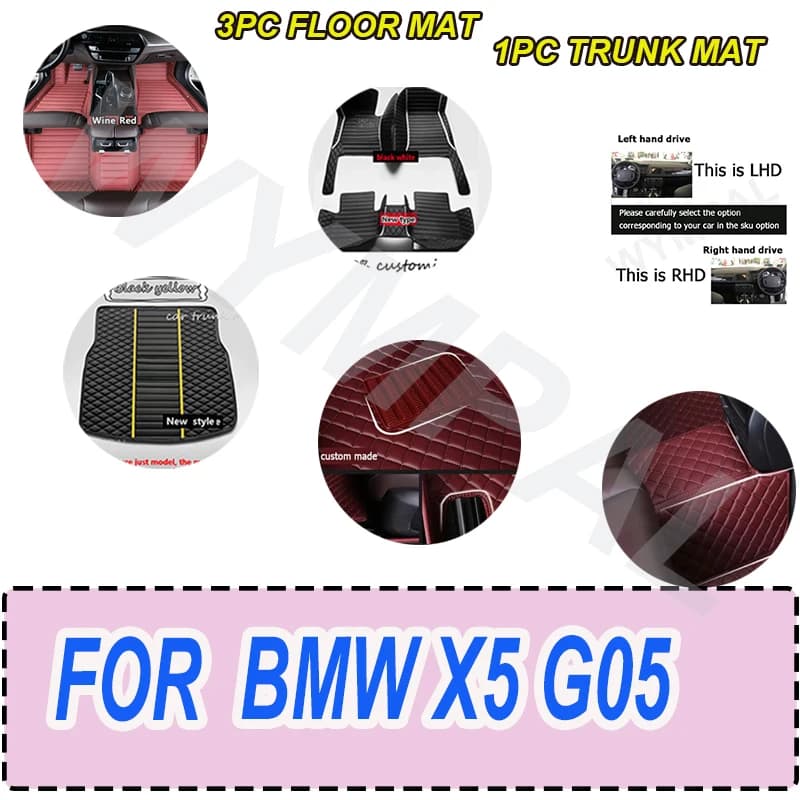 Tappetini per auto di LUSSO per BMW X5 G05 2019 ~ 2022 Tappetini per auto in pelle