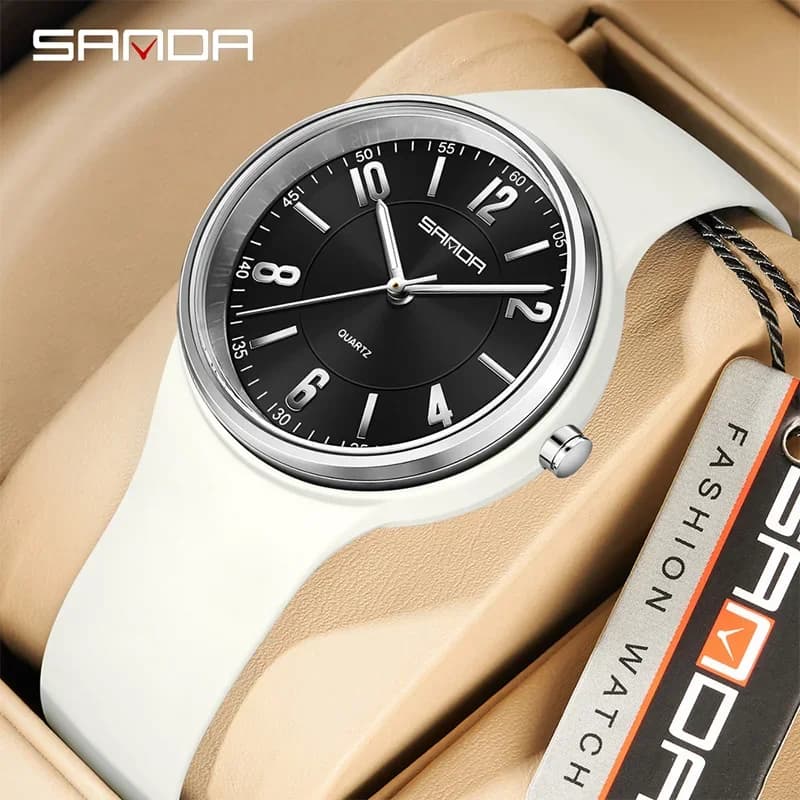 SANDA orologio al quarzo da donna di nuova moda quadrante semplice e squisito cinturino in silicone orologio impermeabile orologio sportivo casual da esterno per studenti