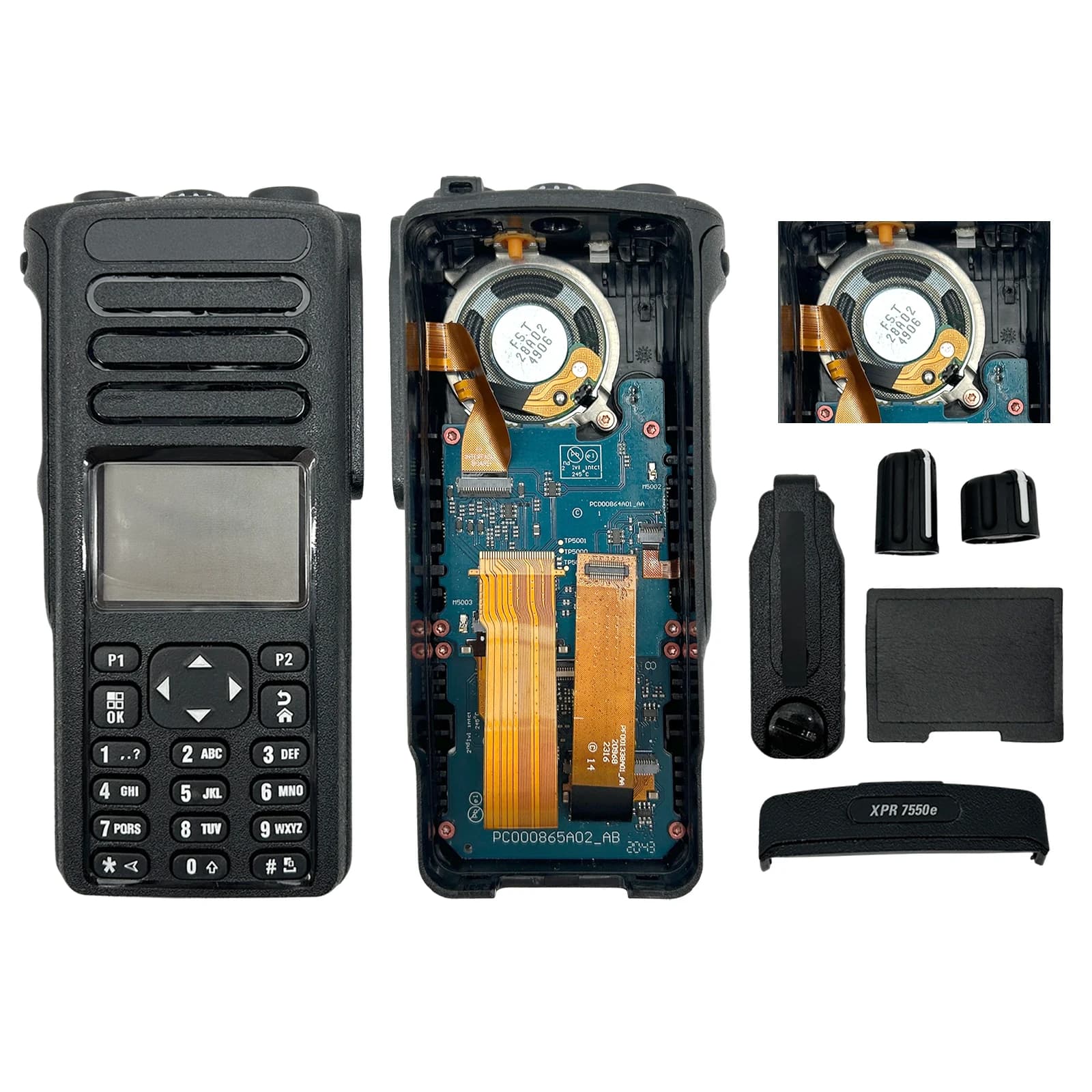 Custodia di ricambio per walkie talkie con altoparlante + LCD + scheda madre per DP4801e DGP8550e XPR7550e XiR P8668i Radio bidirezionale