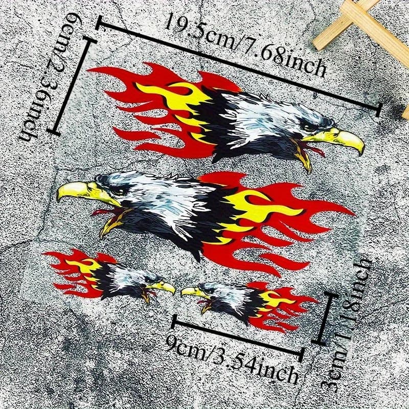 1SET Flame Eagle Waterproof Sticker Set, Vinyl Decal for Car Motorcycle Helmet Laptop Decoration