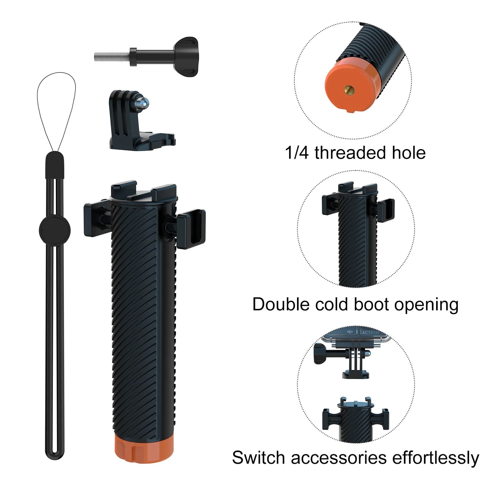 Impugnatura galleggiante per Insta360 X4 X3 X2 Impugnatura con impugnatura Barra di galleggiamento per Gopro Hero 12/11/10/9 per DJI Sports Action Camera