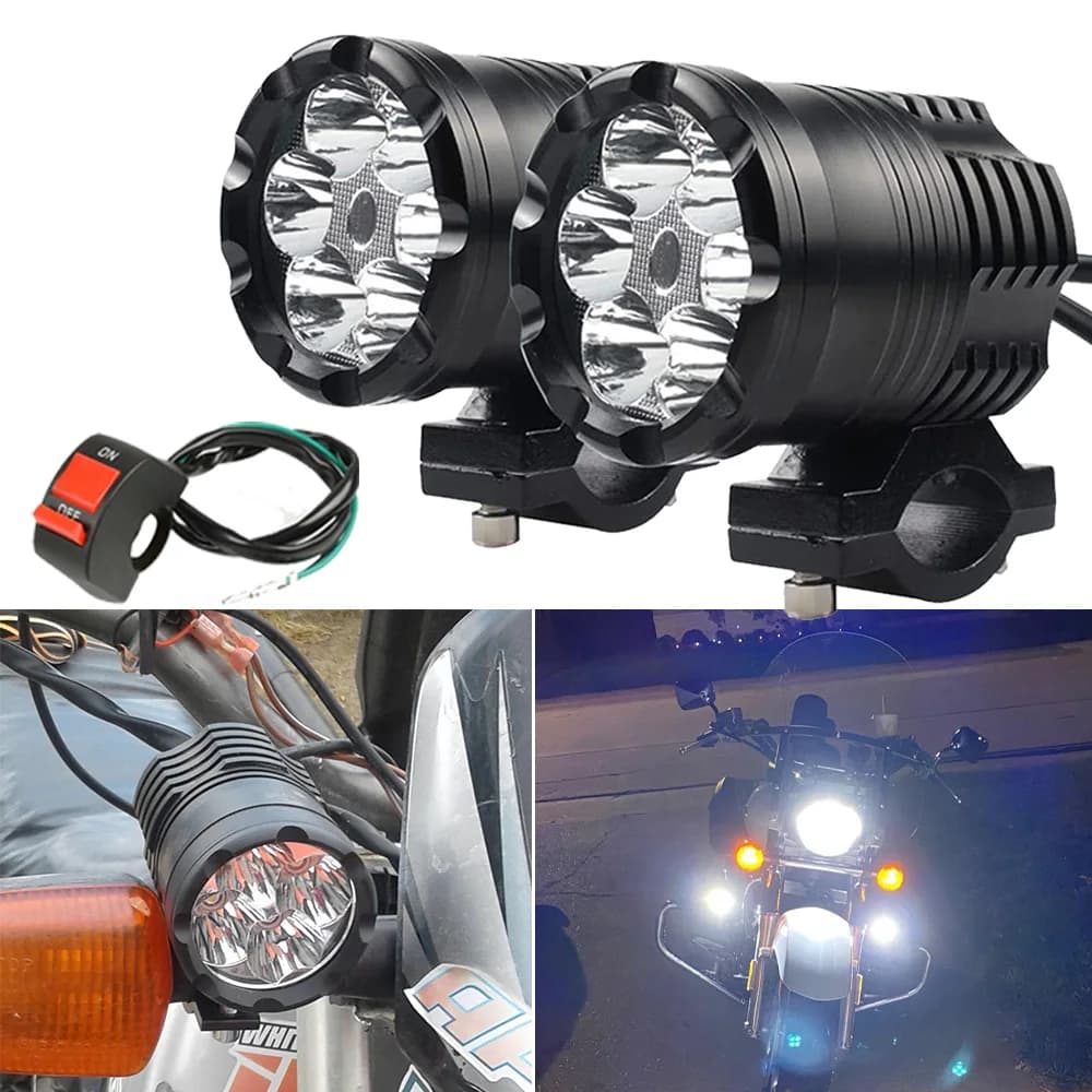 Fari Moto ausiliari faretti Flash aggiuntivo 6LED 12V-80V fari fendinebbia a lungo raggio Faro Moto accessori