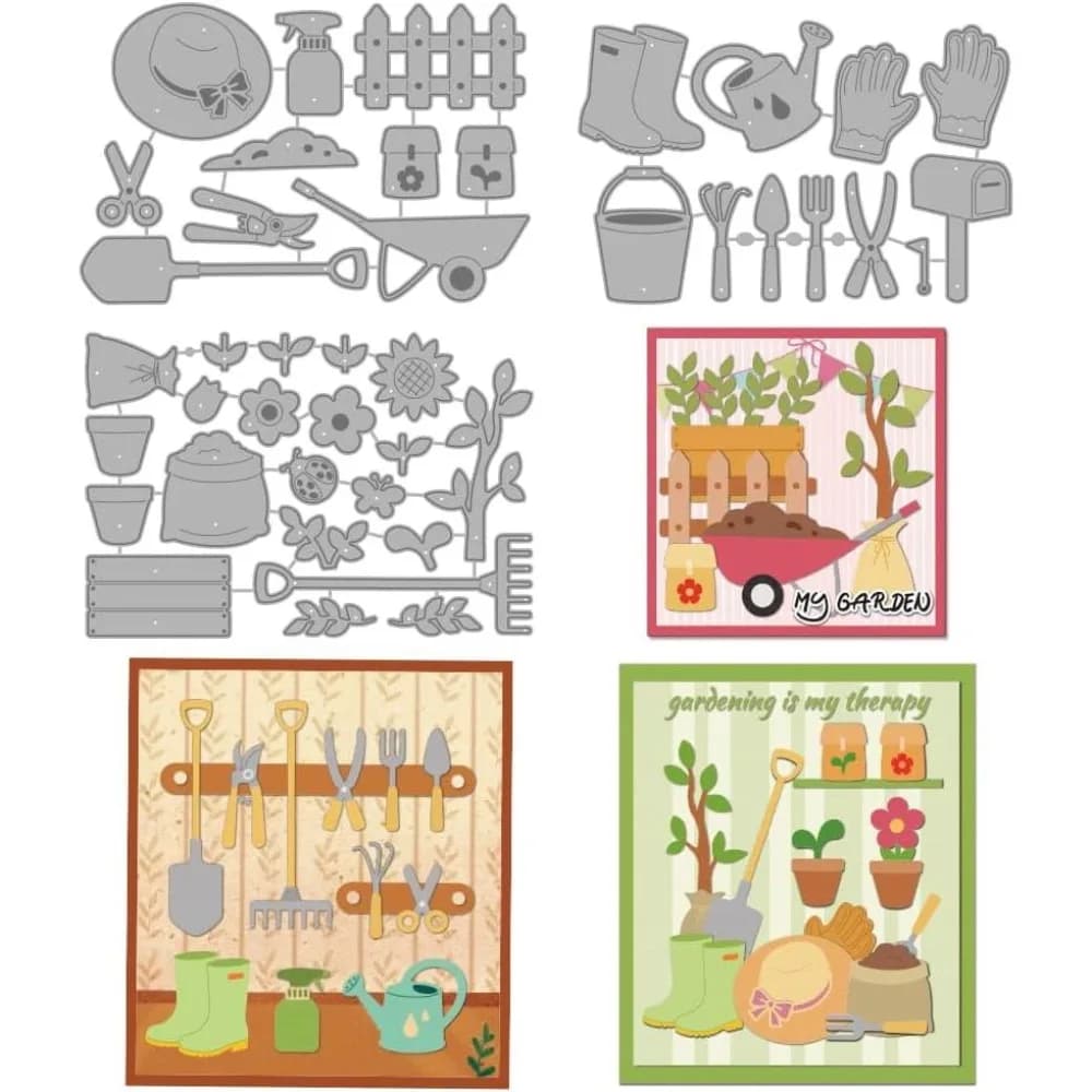Garden Tools Metal Cutting Dies Flower Seeds Die Cuts Stencils Watering Can Gloves Embossing Template Dies for DIY Paper Craft