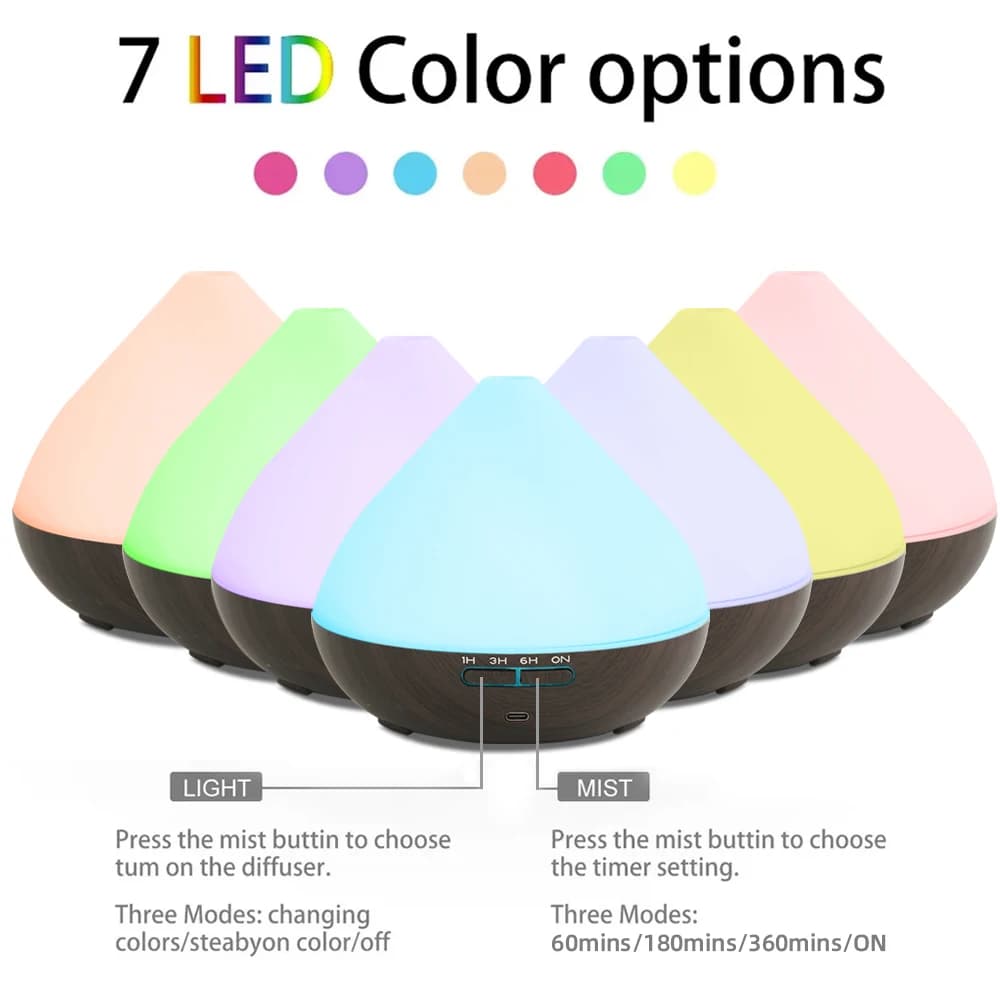 Diffusore Intelligente a Ultrasuoni per Oli Essenziali, con Telecomando, LED Colorati, Umidificatore per un Relax Tranquillo