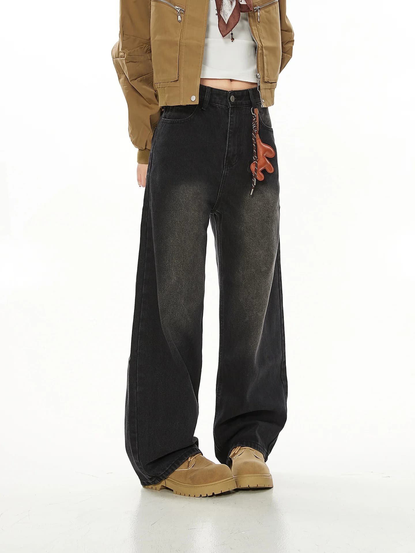 Jeans Americani Stile Street Lavati e Resistenti, Accessori per Jeans, Pantaloni Lunghi a Gamba Dritta Larghi per Uomo e Donna, Denim Casual in Cotone