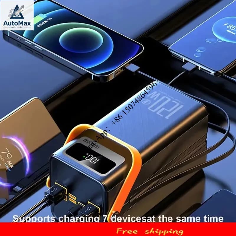 120W 150000mAh Fast Charging Power Bank Large Capacity Outdoor Mobile Power Supply External Spare Battery for Outdoor Camping