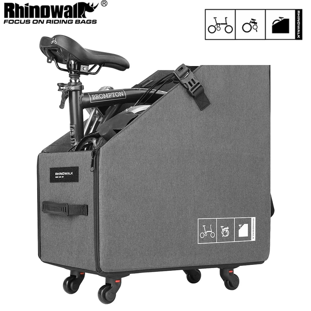 Scatola portaoggetti pieghevole per bici Rhinowalk con ruota a sgancio rapido per bici Brompton Fit 14-16 pollici pieghevole per bagagliaio dell'auto della bicicletta