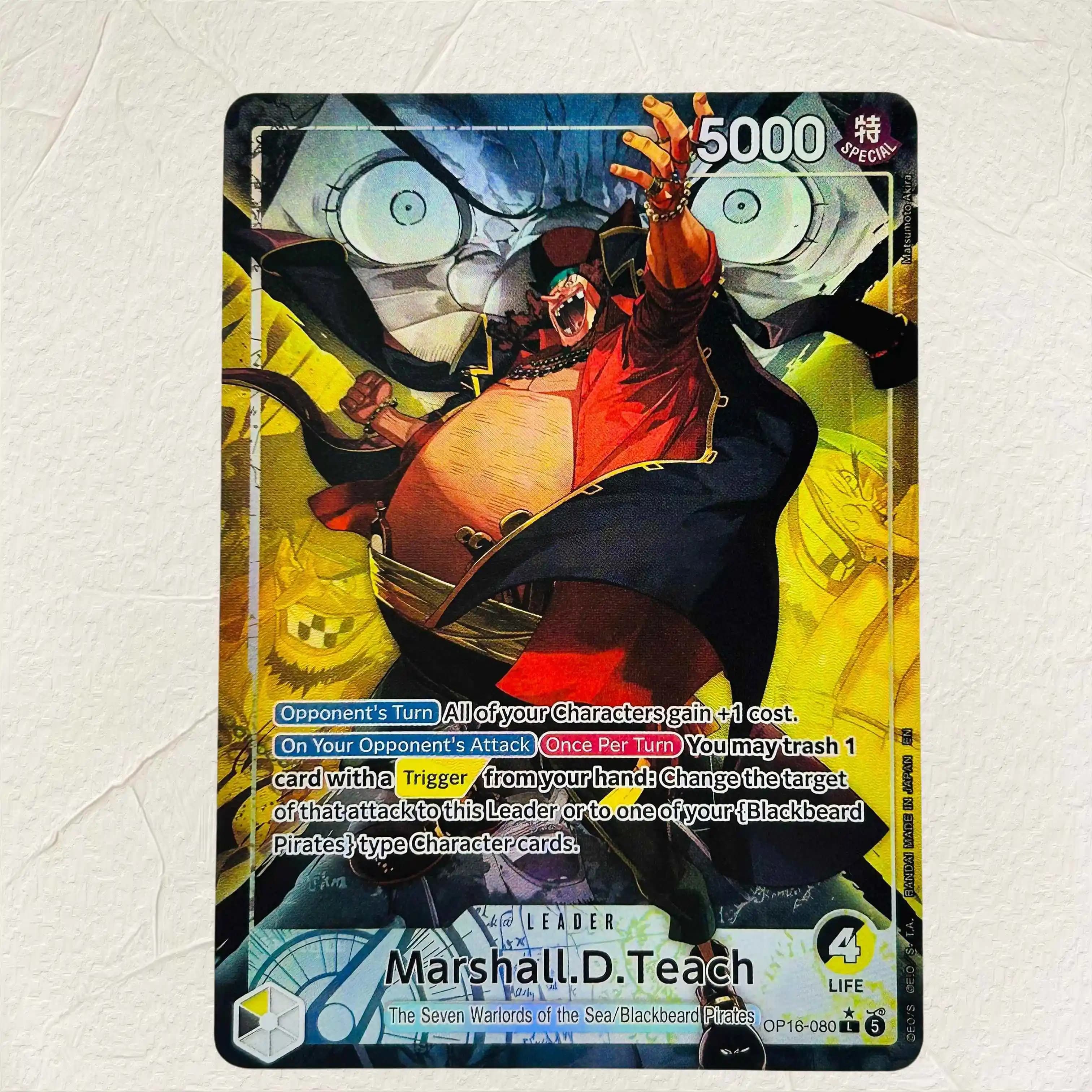 DIY One Piece Marshall D. Teach OP16-080 Holographic Texture Cards EN Version Perfect Condition Classic Anime Collectible TCG