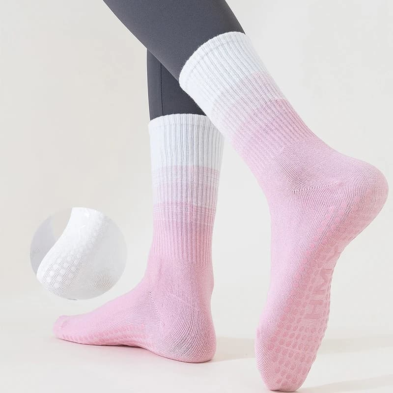 Calze Yoga a Mezza Gamba in Cotone Pettinato Antiscivolo con Silicone, Calze Sportive da Donna per Fitness, Yoga e Danza