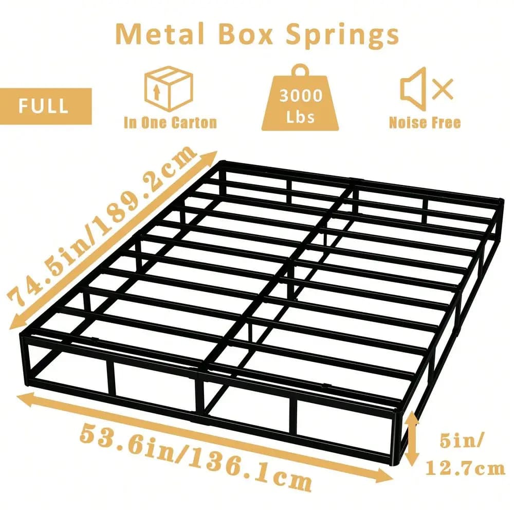 Base per Materasso a Basso Profilo Spring, Senza Rumore, in Metallo Resistente, con Rivestimento in Tessuto Pulito, Facile da Montare, 5 Pollici