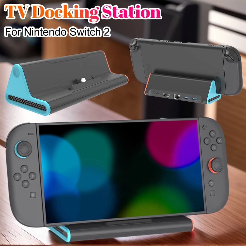 Docking Station per TV Switch 2 con Porte HDMI 4K/ RJ45/ Type-C/ USB3.0 e Base di Ricarica per Accessori Switch2
