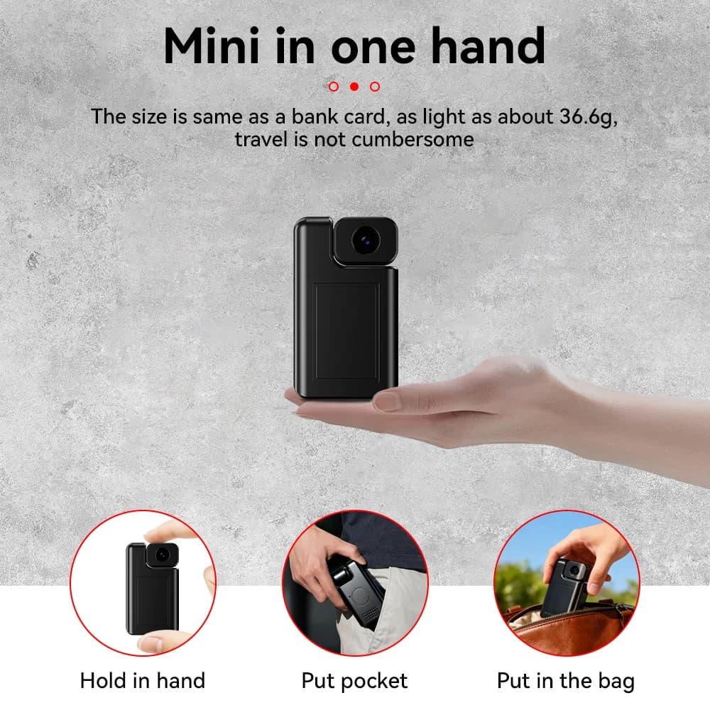 Telecamera WiFi Bluetooth Portatile Mini con Angolo Ampio e Visione Notturna, Videocamera IP CCTV per Monitoraggio di Casa, Animali Domestici e Bambini, per Interni ed Esterni