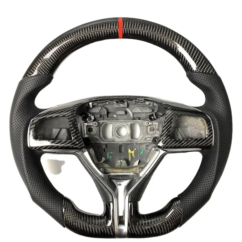 Volante in Fibra di Carbonio Personalizzato per Interni Auto, Rivestito in Pelle Traforata per Maserati President Ghibli Levante Senza Airbag