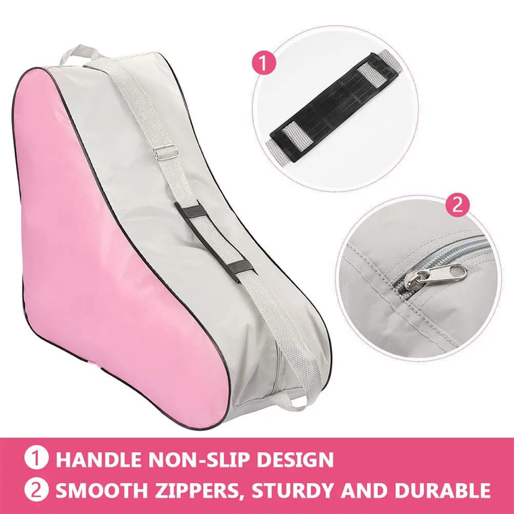 2 Pezzi Borse per Pattini a Rotelle a Forma Triangolare, Eleganti e Leggere, Custodie per Pattinaggio su Ghiaccio Rosa