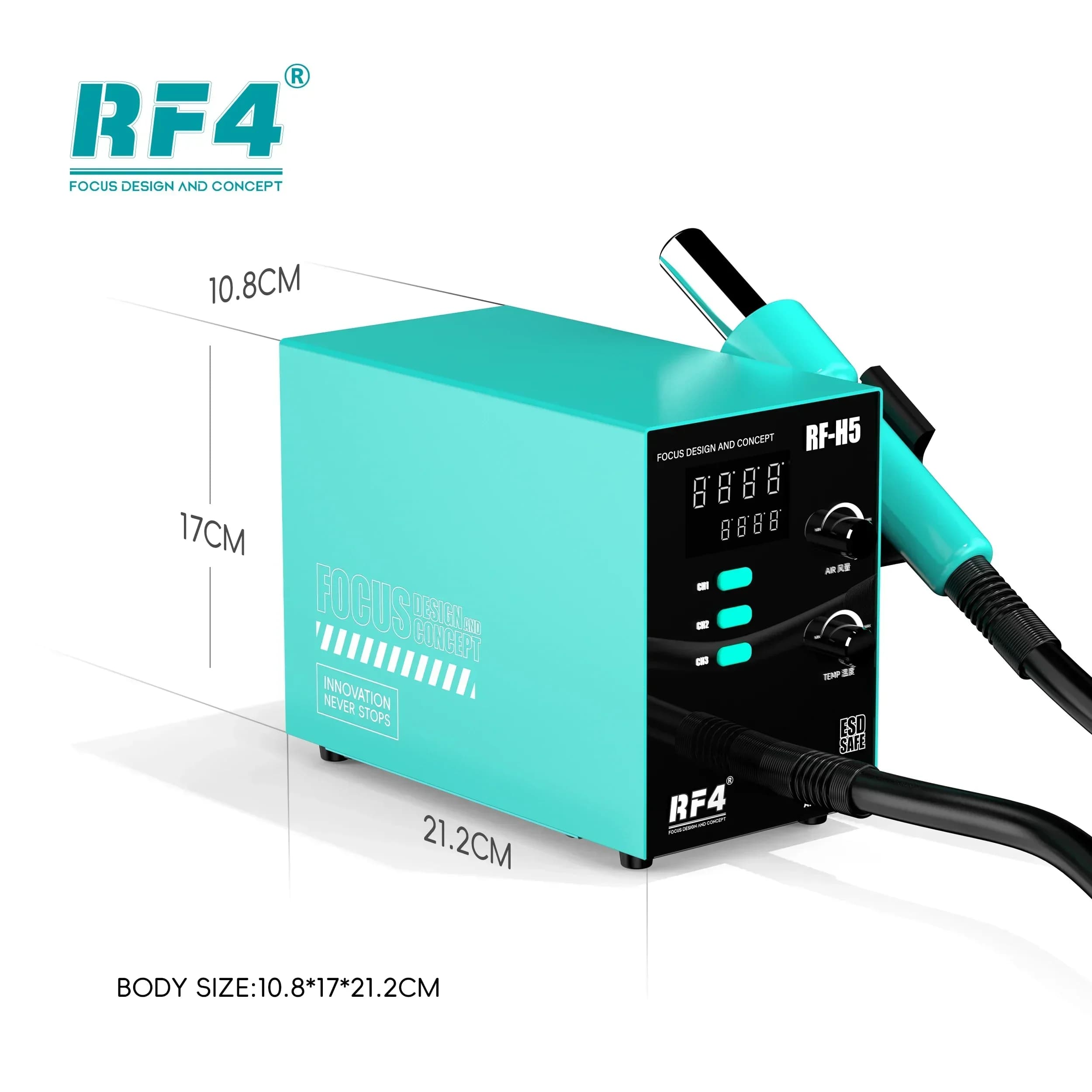 Stazione dissaldante ad aria calda intelligente RF4 RF-H5 Stazione di rilavorazione chip BGA per pistola di calore veloce da 800 W per riparazioni dissaldanti elettroniche