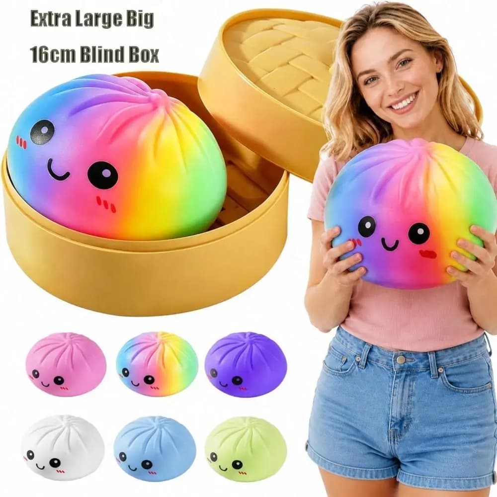 16cm Extra Large Big Dumplings Squeeze Toy Glitter with Steamer Squeeze Toy Slow Resilience Fidget Squeeze Decompression Dough