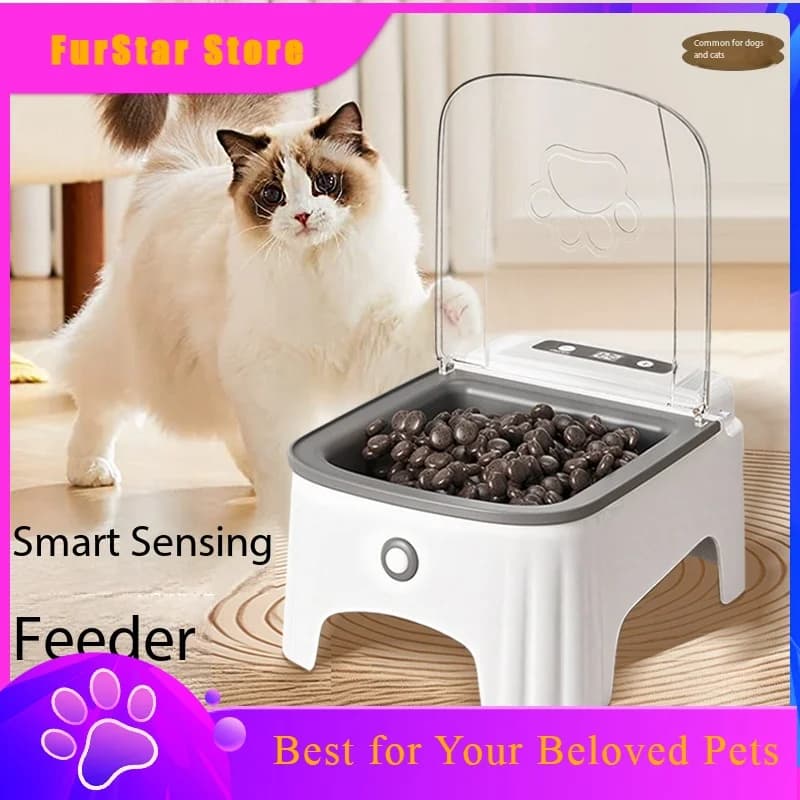 FurstarNew Automatic Cat Feeder With Sensor-Activated Lid Timed Preservation Ceramic Bowl Pet Smart Dog Food Dispensing Machine