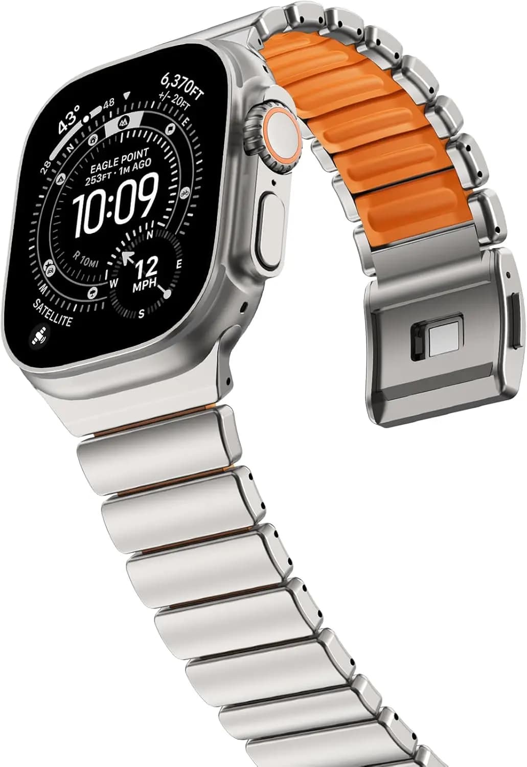 Cinturino in silicone e titanio di grado 2 per Apple Watch Ultra 3/2/1, bracciale sportivo con chiusura magnetica per iWatch Serie 11-4 SE