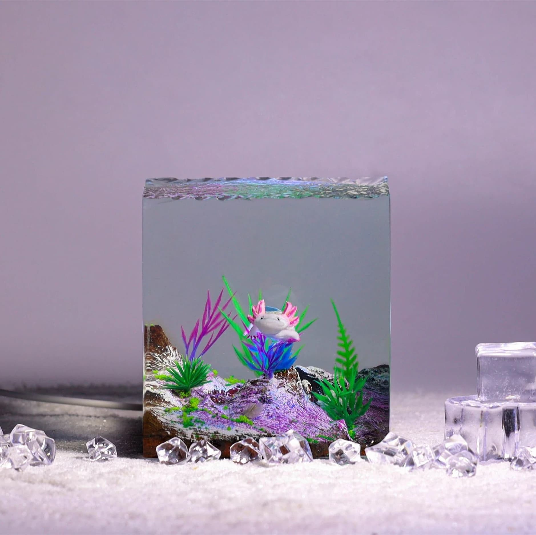 GG 2026 Handmade Epoxy Resin Night Light Axolotl Scene Desktop Lamp Home Interior Decor Creative Gift For Friends