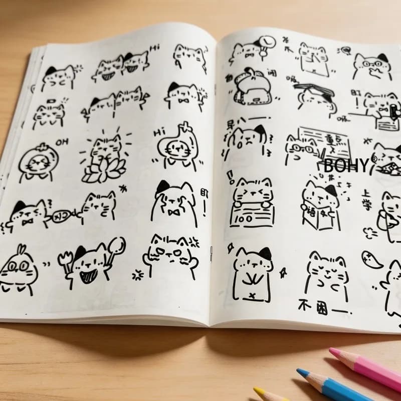 1 Adult Sketchbook with Simple Sketches, Include Food/desserts/animals/marine Life and Other Simple Sketch Patterns, 40 Pages