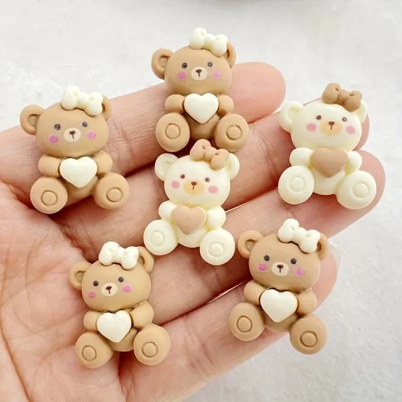 10-100pcs Vibrant Cartoon Bow Heart Bear Resin Charms Set - Perfect for DIY Crafts Making Scrapbooking Wedding Decorations