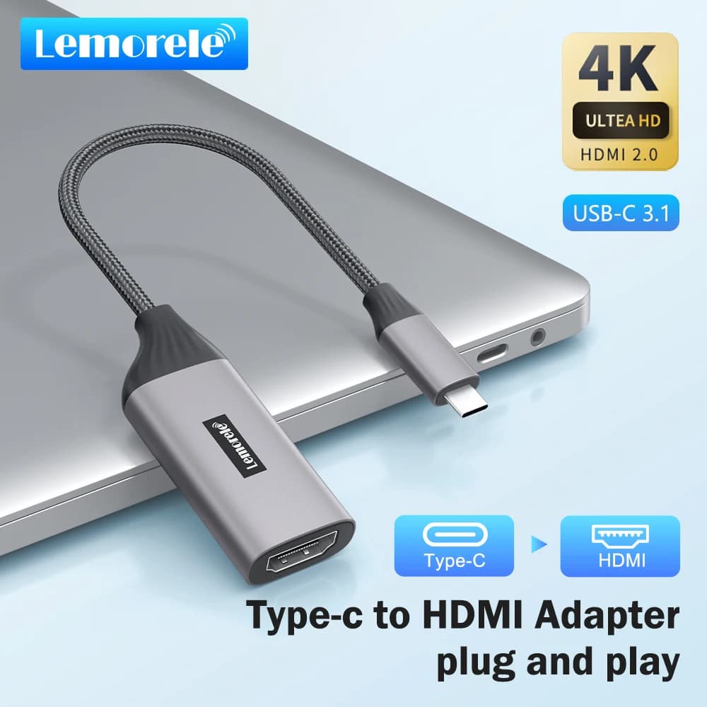 Lemorele Cavo da tipo C a HDMI 4K per iPhone 15 USB C Adattatore HDMI PC MacBook Pro Air iPad Samsung Galaxy HUAWEI Cavo HDMI