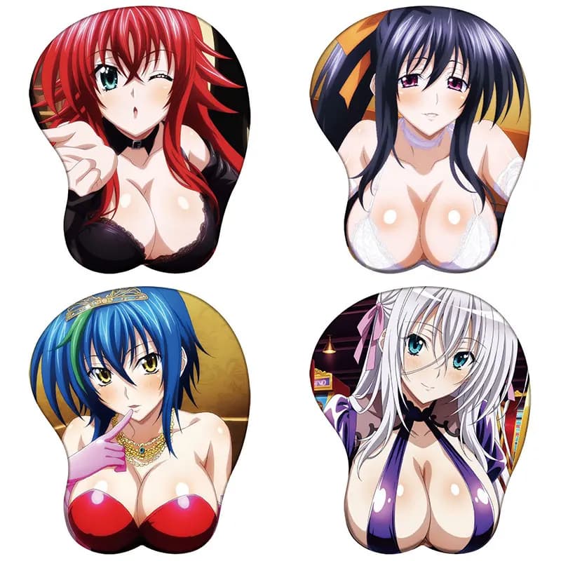 Anime High School DxD 3D Tappetino per mouse in silicone Hentai Gremory Rias Akeno Asia Braccialetto Tappetino per mouse Gaming Fai da te 3D Poggiapolsi Tappetino per mouse